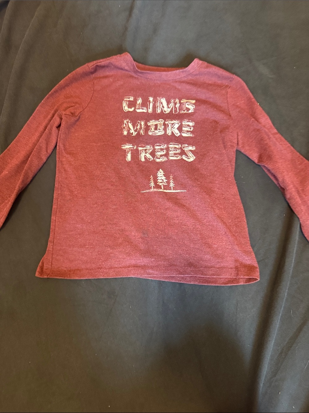 dip Maroon Long-Sleeve Tee with 'Climb More Trees' Graphic